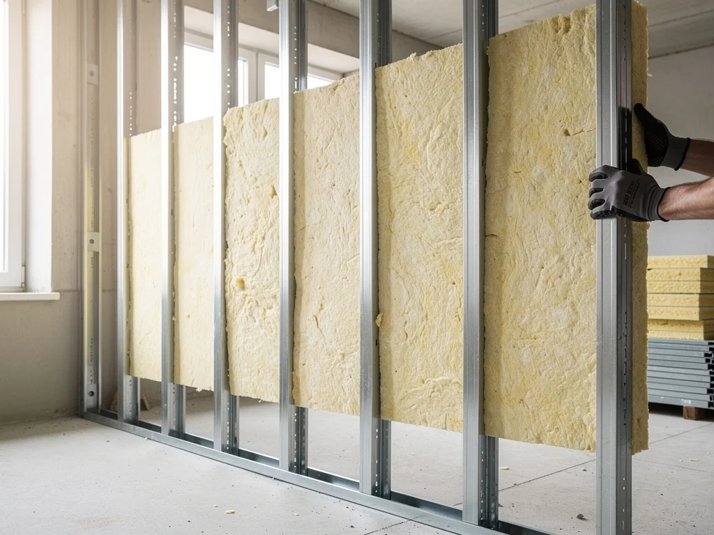 Isolation d'un mur intérieur par contre-cloison sur ossature métallique